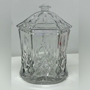 Vtg Discontinued Gorham Crystal Lady Anne Finial Lid Biscuit Barrel Cookie Jar